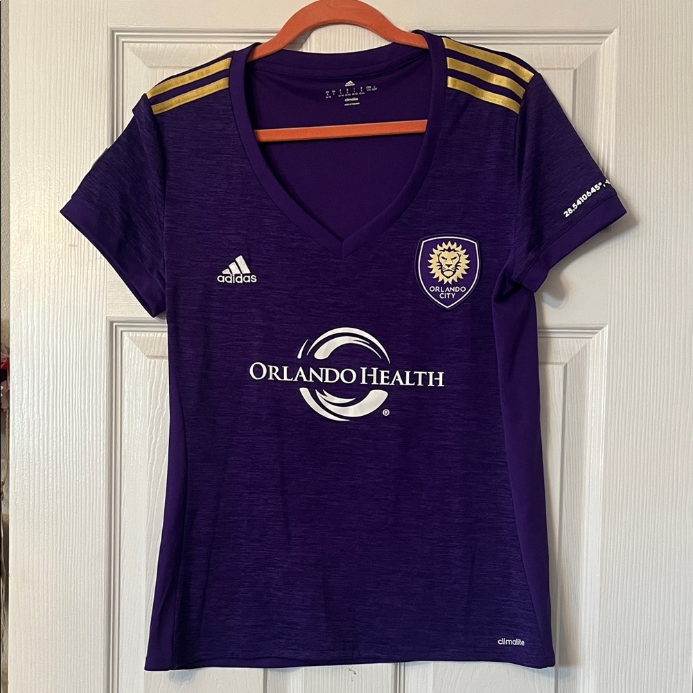 Adidas Orlando City Soccer Jersey Purple Gold Stripes